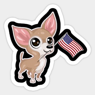 American Flag Chihuahua Dog Love Sticker